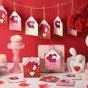 Chunful 12 Pcs Large Wooden Heart Envelope Ornament Valentine Decorations for Tree 4 Inch Love Letter Envelope Hanging Tags with Ropes Red Pink Cutouts Romantic Valentines Decor for Home Office Gift