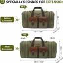 Canvas Duffle Bag with Genuine Leather Accents, Expandable 20-23 Inch Travel Weekender, Multiple Pockets, Green