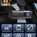 3 Channel 5G WiFi Dash Cam, 4K+1080P+1080P Dash Cam Front and Rear with 64GB Card, Dash Camera for Car with HDR IR Night Vision, G-Sensor, 24/7 Parking Mode, WDR, Support 128GB Max - Silver