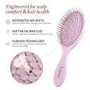 2-Pack Paddle Brush Set, Air Cushion Round-Tip Steel Pins for Scalp Massage, Pain-Free Detangling for Wet, Dry, Curly & Thick Hair, Anti-Static, Bonus Tail Comb & Clip, Pink & Orange