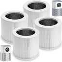 Aiskaer 4-Pack A1 A1W Replacement Filter Compatible with VEWIOR HQSC-50,HQKJ-80,AMEIFU AP01W,KOIOS HQKJ-50,3-in-1 H-13 True HE-PA Filter