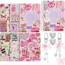 6Pcs Inserts Cardstock for Kindle Paperwhite Clear Case 2Pcs E-reader Charms Bracelets Decor for Women Reader Booklovers Pink Theme Back Cover Inserts for Kindle 11-12th Generation (6.8"x4.8"), Aa-Pink