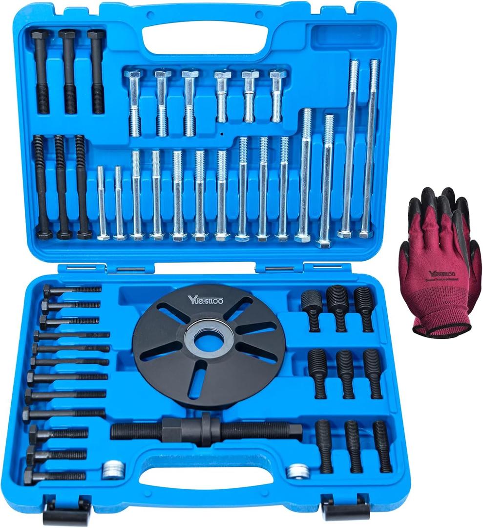59 Pcs Harmonic Balancer Puller Removal & Installation Tool Kit, Flywheel Remover, Crankshaft Pulley Removal Steering Wheel Pulling Set, Compatible with Buick Regal, Lacrosse GL8, Firstland, etc.