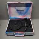 Watercolor Vinyl Record Player with Treble & Bass Control, Vintage 3-Speed Bluetooth Suitcase Portable Turntables with Built-in Speakers, 33 45 78 RPM LP Player Support RCA/AUX/Headphone Jack, Blue