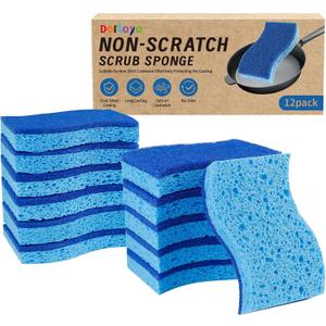 12 Count Non-Scratch Dish Sponges Kitchen, Long Lasting Cleaning Sponges for Dishes,Dual Sided Kitchen Sponges, Cleans Fast Without Scratching, Easy to Dry and Reusable-Blue