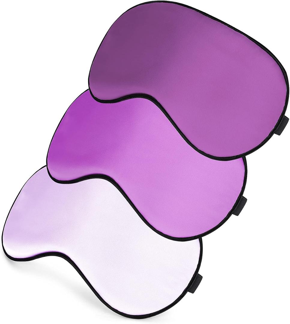 Sleep Mask - Super Soft Eye Masks with Adjustable Strap, Lightweight Comfortable Blindfold, Perfect Light Block for Men & Women (Light Purple, Deep Purple)