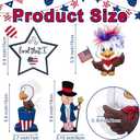 Yousoontic 4 Pcs 4th of July Table Decorations Patriotic Wood Table Sign Red White Blue Wood Tables Centerpieces with Eagle Uncle Pattern Star Tiered Tray Decor for 250th Anniversary Independence Day