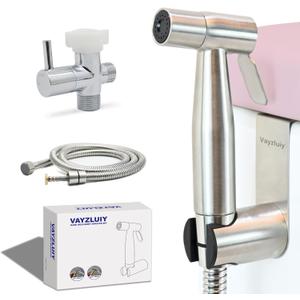 Vayzluiy Handheld Toilet Bidet Sprayer for Toilet-Adjustable Water Pressure Control with Bidet Hose for Feminine Wash, Stainless Steel Brushed Nickel Cloth Diaper for Baby Wash (Stainless Steel, 2)