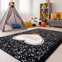 4 x 6 ft Composition Notebook Rug Classroom Decor Educational Area Rug Soft Faux Wool Floor Mat Non Slip Cushion Welcome for Back to School Teacher Party Gift Learning Play Read Corner, 11" x 1'7"