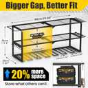 26''W Power Tool Organizer Wall Mount | 200lbs Garage Storage Rack with 7 Cordless Drill Holder | 3-Tier Heavy Duty Utility Shelf for Battery Workshop Organization