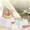 EI 8Pcs Acrylic Buffet Risers,High-end Classic Food Display Riser for Party,Catering,Jewelry Collectibles.White Heavy duty Dessert Table Display Set,Acrylic Cube Boxes Display Nesting Risers