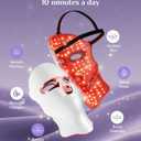 FOLOKE LED Light Therapy Mask Skin Care Mask, LED face & neck Red 6305nm & NIR 830nm Wavelength,USB C Rechargeable for Home Use Working Travel Yoga (Sakura Pink