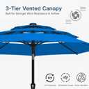 10FT Patio Umbrella 3 Tiers Outdoor Market Umbrella w/Push Button Tilt, Crank, UV and Waterproof Table Umbrella for Garden, Pool, Backyard, Deck, Lawn, Royal Blue