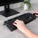 BOOMIBOO Clear Acrylic Tilted Computer Keyboard Holder for Ergonomic Typing, Keyboard Stand with Silicone Anti-Slip Strip, 17 x 5.7 Inch Keyboard Tray for Office Desk, Home, School