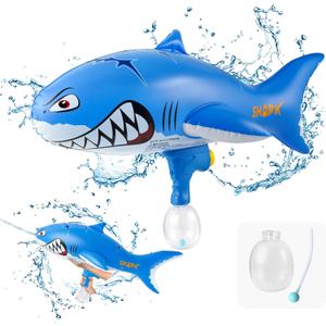 Water Guns for Kids Large Outdoor Water Toy Gun for Swimming Pool Beach Inflatable Squirt Gun for 3 Years Old and up (Shark)
