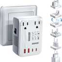 DOACE 220V to 110V Converter for European Travel - 6 in 1 350W Voltage Converter US to Europe, Power Converter Adapter Combo with PD Fast Chargers for Hair Straightener Shaver Toothbrush Laptop Phone (White)