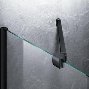 Frameless Shower Door Support Bar, Stainless Steel Wall-to-Glass Support Arm to Fixed Shower Glass Panel, for 1/4"-3/8" (6-10 mm) Door, 180° Pivot & Stow-Flat Mode (Matte Black, 23.6-inch(600mm))