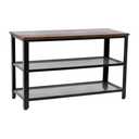 HBCY Creations Rustic Brown Solid Pine Wood 3-Tier Entryway Shoe Rack Bench with Metal Mesh Shelves, for Entryway, Mudroom, or Bedroom, and More!