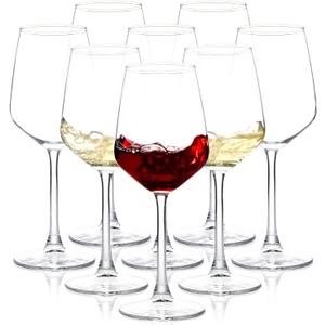 SHYRC Wine Glasses Set of 8, 12oz Clear Red/White, Long Stem Wine Glasses for Party, Wedding and Home