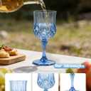 Plastic Wine Glasses Set, 7oz Vintage Goblets Shatterproof Unbreakable Reusable & Disposable, Drinking Glasses with Stem, for Wedding Outdoor Dinner Party (12pcs, Blue)