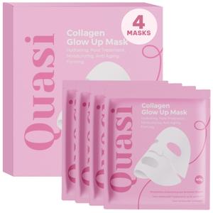 Quasi Bio-Collagen Face Mask Overnight Hydrating Korean Sheet Mask Niacinamide & Low Molecular Collagen Firming & Smoothing Skincare for All Skin Types 4 Masks