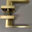 Linkaa Passage Door Handles Brushed Gold Door Lever Satin Brass for Hall or Closet, Keyless Door Knob, Square Interior Door Handle Heavy Duty Zinc Alloy (1, Passage (No Lock)Brass Gold)