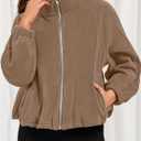 PRETTYGARDEN Womens 2026 Winter Fleece Sherpa Jacket Trendy Long Sleeve Zip Up Cropped Warm Coat Fall Fashion Workout Clothes (S)