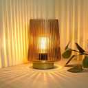 LUSHARBOR Battery Operated Decorative Lamp with Timer, Small Cozy Table Lamp for Bedside & Home Decor, Aesthetic Cordless Battery Powered Accent Lamp for Living Room Shelf, Amber