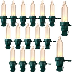 60 Pcs Christmas LED Replacement Bulb Mini Wide Angle Xmas Tree Light Outdoor String for Garden Party DecorGreen Base with Warm White Bulb