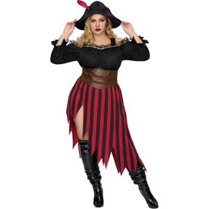 Spooktacular Creations Plus Size Pirate Costume Women Halloween Costumes with Pirate Hat for Halloween Cosplay Parties (3X-Large)