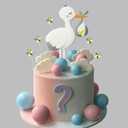34 PCS Gender Reveal Stork Cake Toppers Balls Cake Decorations with Stars Clouds for Boy Girl Baby Shower Birthday Party Supplies (Gender Reveal)