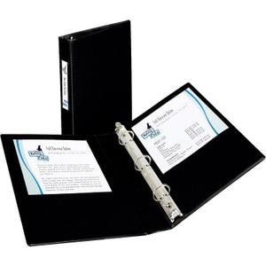 Avery(R) Mini Durable 3 Ring Binder, 1" Round Rings, Holds 5-1/2" x 8-1/2" Paper, Label Holder, 1 Black Binder (27257)