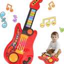 Kids Guitar Toy for 3 Year Old Boy Birthday Gift 2-in-1 Electric Guitars & Piano for Toddlers 2-4 Light Up Music Toys for 3 4 5 Year Old Boys Girls Gifts