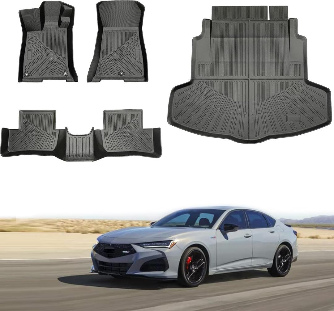 ZOKYUYS Floor Mats & Cargo Liner for Acura TLX/TLX Type S Models 2025 2024 2023 2022 2021 (for AWD & FWD), 5 Seat Sedan, All Weather Protection TPE Anti-Slip Full Set Custom Car Mats Accessories