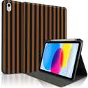 Case for iPad 11th (A16) 11-inch 2025 /10th Generation 10.9-inch 2022, Adorable Striped, Dedicated Pen Slot Suitable for Anyone, Slip-Resistant/Shock-Absorbing Protection-Dark Brown-Black
