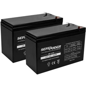 SEFEPODER 12 Volt 7ah Rechargeable Sealed Lead Acid Battery 2 Pack (F1 Terminals)