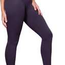 ODODOS Tummy Control Full Length Compression Leggings with Inner Pocket for Women, 28" High Waist Workout Running Yoga Pants, Dark Purple, X-Large