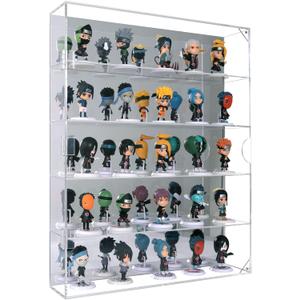 AITEE Acrylic Display Case with Mirrored Back, Display Cabinet for Mini Funko Pop Figures, Dust-Proof Clear Wall Mounted or Desktop 5 Tiers Storage Organizer, for Mini Toys, Rock Stone and Figures