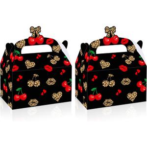 Cheetah Cherry Bow Favor Box Leopard Print Birthday Party Supplies Gift Treat Box 12PCS Goodie Boxes for Girls Safari Animal Party Bachelorette Decor