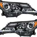WFLNHB Front Headlights Assembly Replacement for Toyota RAV4 2013 2014 2015 Projector Black Headlights Headlamps Driver and Passenger Side
