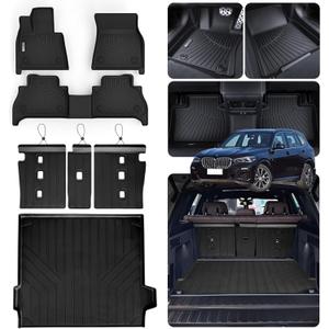 Floor Mats & Trunk Mat for 2019-2024 2025 BMW X5 40i/50i/M50i/M60i/M/M Competition,TPE All Weather Protection 2 Rows Full Set Car Mats