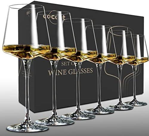 coccot Wine Glasses Set of 6,Crystal White Wine Glasses, Red Wine Glass Set, Long stem Wine Glasses, Clear Lead-Free Premium Blown Glassware (18.5oz,Pack of 3)