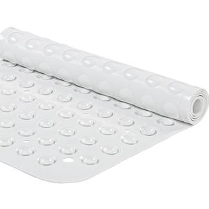 YANZIFLY Bathtub Mat for Shower: Soft Silicone 16 X 40 Inch Bath Mat Non Slip with Suction Cups Tub Mat for Bathroom for Kids Elderly Extra Large Shower matt Machine Washable - White