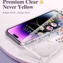 GVIEWIN for iPhone 14 Pro Max Case Floral, with Screen Protector&Camera Lens Protector,[Non Yellowing] Soft Shockproof Clear Phone Protective Cover for Women, Flower Pattern 6.7"(Mallow/Colorful)