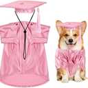 Dog Graduation Cap and Gown, Dogs Cats Graduation Holiday Halloween Costume Accessory (Pink,Small)