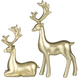 2Pcs Decorative Resin Elk Figurines Xmas Desktop Adornments for Home Party Props Unique Elk Craft Decor for Festive Indoor Decoration