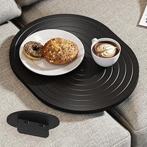 Asgolion Couch Tray Insert for Middle, 15.75"x12.6" Wood Sofa Tray, Folding Couch Armrest Table Fit Armless Couch/Sectional, for Drink Snacks Phone Remote Holder, Black