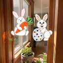 Roowest Unfinished Easter Pre Cut Stained Glass DIY Stained Glass Craft Kit for Adult with Solder Wire, Flux Brush, Pens for Women Gifts Spring Home Decor(Bunny,2 Set)