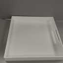 KEVLANG Glossy White Sturdy Acrylic Serving Tray with Handles-14x14Inch-Serving Coffee,Appetizer,Breakfast,Butler-Kitchen Countertop Tray-Makeup Drawer Organizer-Vanity Table-Ottoman Tray