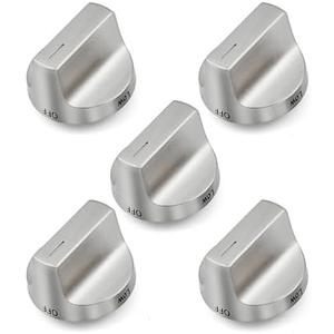 W11122880 Stove Knobs Replacement Parts for Whirlpool Gas Range Oven Whirlpool WFG745H0FS1 WFG770H0FZ0 Stainless Steel Range Surface Burner Control Cooktop Metal Gas Stove Knobs Parts 5 Pcs